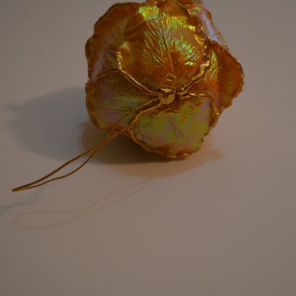 Beautiful Rose Handmade Mix Media Yellow Shiny Lacquered Paper Fabric 11' around - Picture 6 of 7